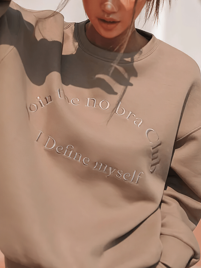 Women's solid color sweatshirt with letter embroidery, O-Neck, and comfortable fit for casual wear; part of trendy set SF1588.